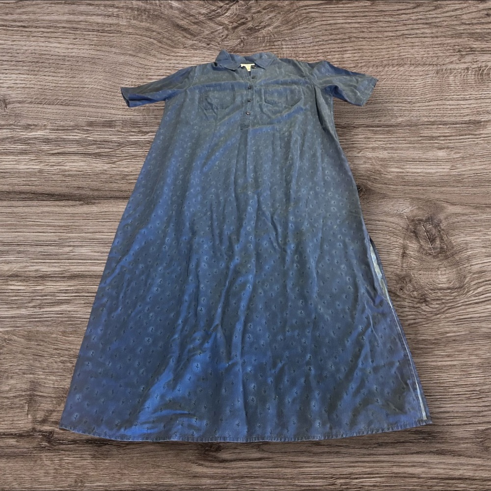 August Max Woman Blue Short Sleeve Maxi Dress Plus Size 1X